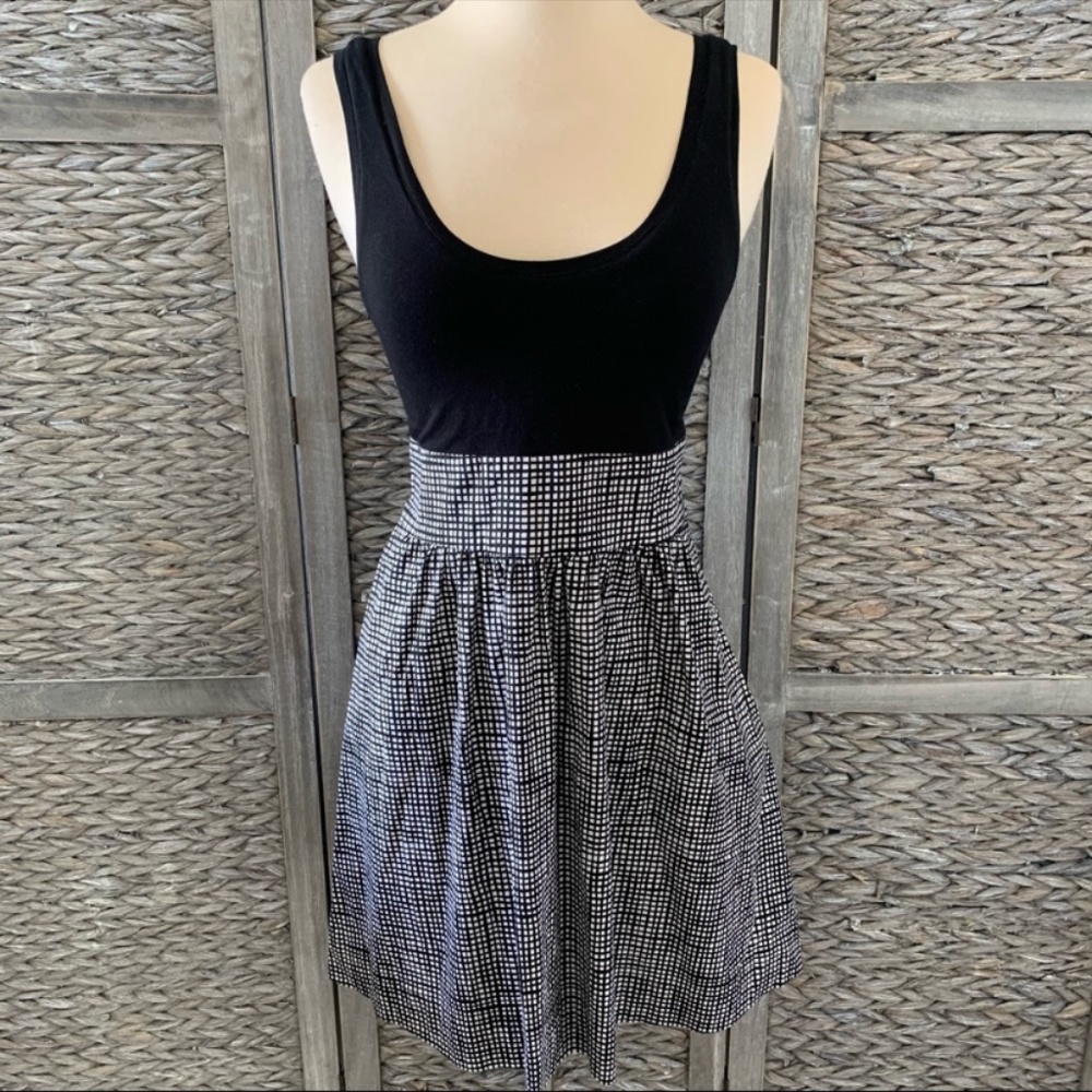 Express Skater A-Line Tank Dress Checkered Stretch